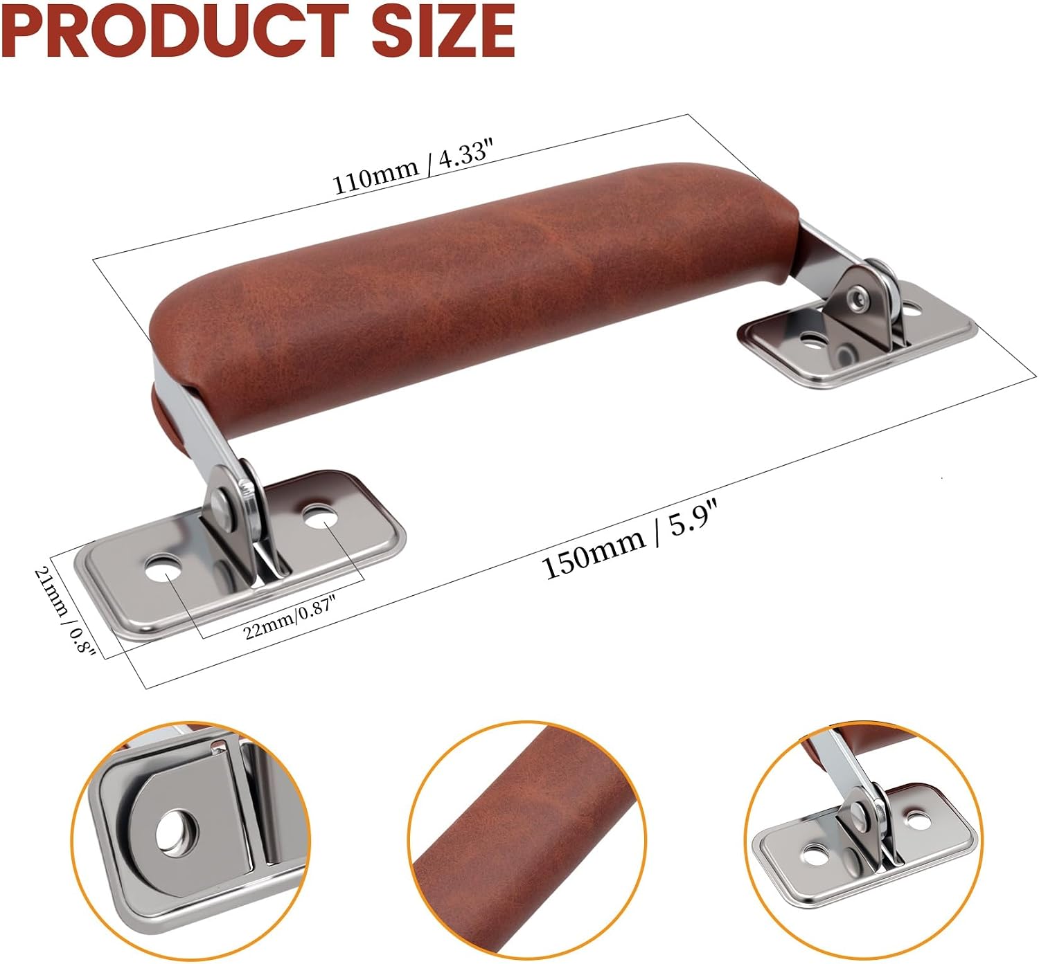 2 Pack Metal Luggage Handles Vintage Leather Handle