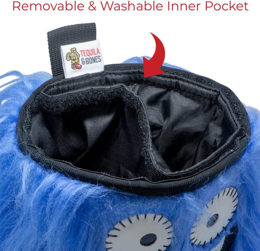 Tequila&Bones Dog Treat Bag Training Pouch, Hands-Free Dog Treat Pouch, Dog Walking Pouch, Waist Bag | Washable Inner Bag | with Belt, Clip & Drawstring Closure (Chewy)