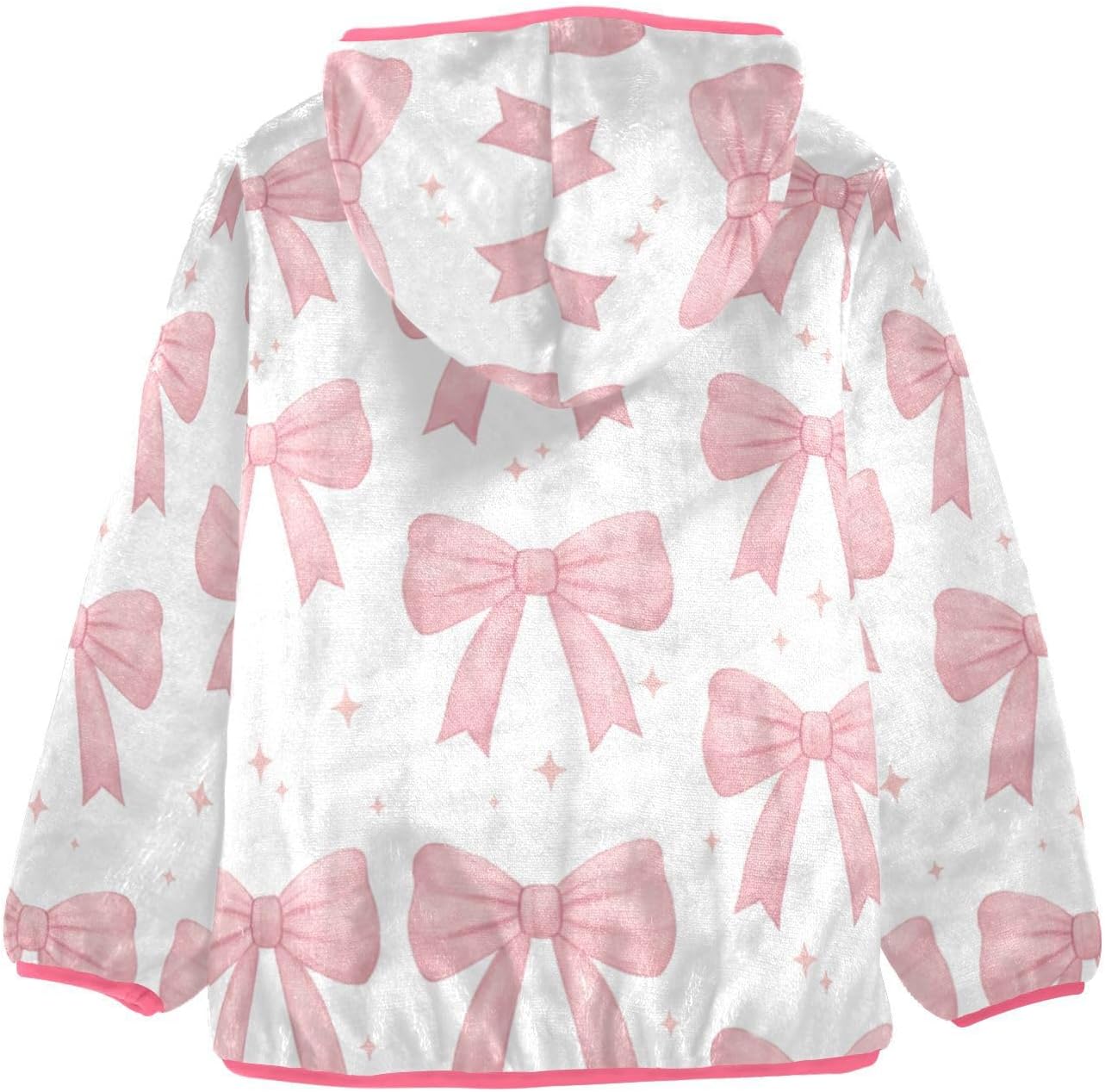 ALAZA Pink Bows Hoodie Jacket for Girls Toddler Fleece Zip Up Coat Plush Jacket Long Sleeve Outerwear for 3 Years