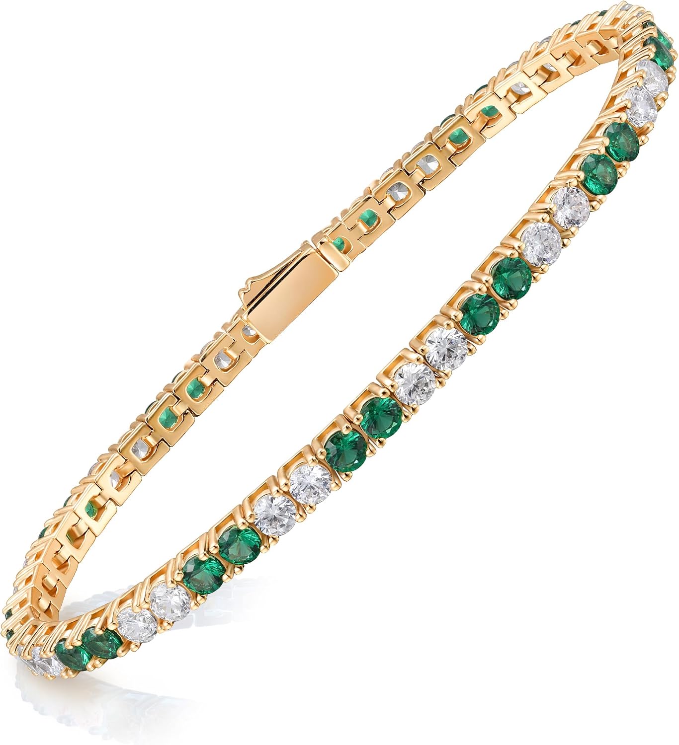 Simulated Sapphire/Emerald and 5A CZ Tennis Bracelet for Women, 4.7ct-5.9ct Birthstone Bracelet, Anniversary Valentines Birthday Jewelry Gift for Her, Length 5.9-7.5 Inch(15-19cm)