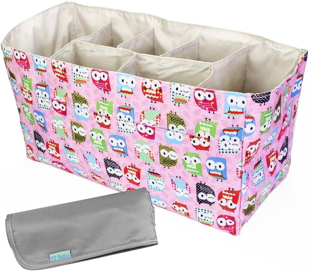 KF Baby Diaper Bag Insert Organizer (14 x 6.4 x 8 inch, Pink) + Diaper Changing Pad Value Combo