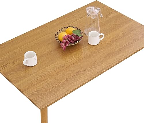 Miniatura 5 de Panana Mesa de comedor moderna de 47 pulgadas, mesa de cocina con patas de madera maciza, acabado de roble, mesa de comedor para el hogar, muebles