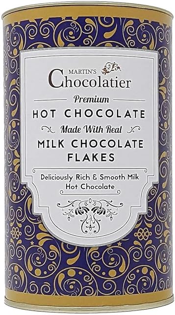 Martins Chocolatier Hot Chocolate Drinking Chocolate Made from Real Belgian Chocolate Flakes - Milk Chocolate