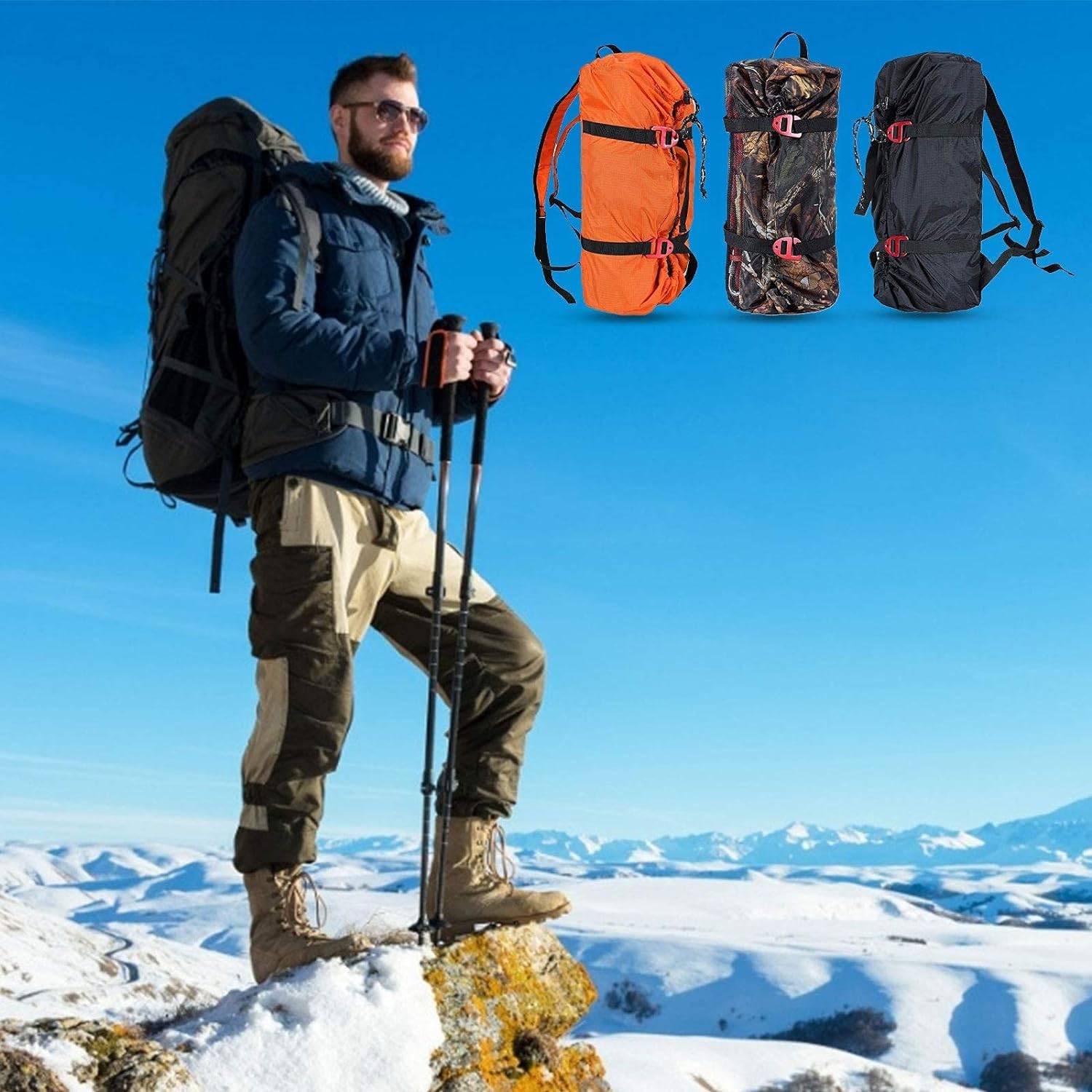Bolsa de cuerda de escalada para cuerdas, bolsa de cuerdas para cuerdas, equipo de escalada impermeable cuerda bolsa Rucksack al aire libre camping senderismo