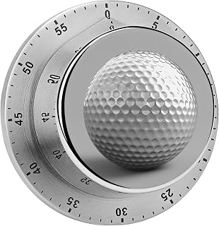 Silver Golf Ball Kitchen Timers for Cooking Sport Chef Cooking Timer Clock with Loud Alarm No Batteries Required Mechanical Desk Timer Magnetic Backing