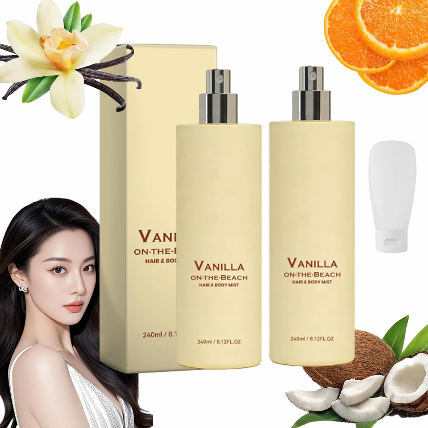 Vanilla on the Hair and Body Mist, Vanilla Ocean Fragrance Spray, Lightweight & Non-sticky, Long-Lasting Fresh Fragrance for Hair & Body, All Skin Types