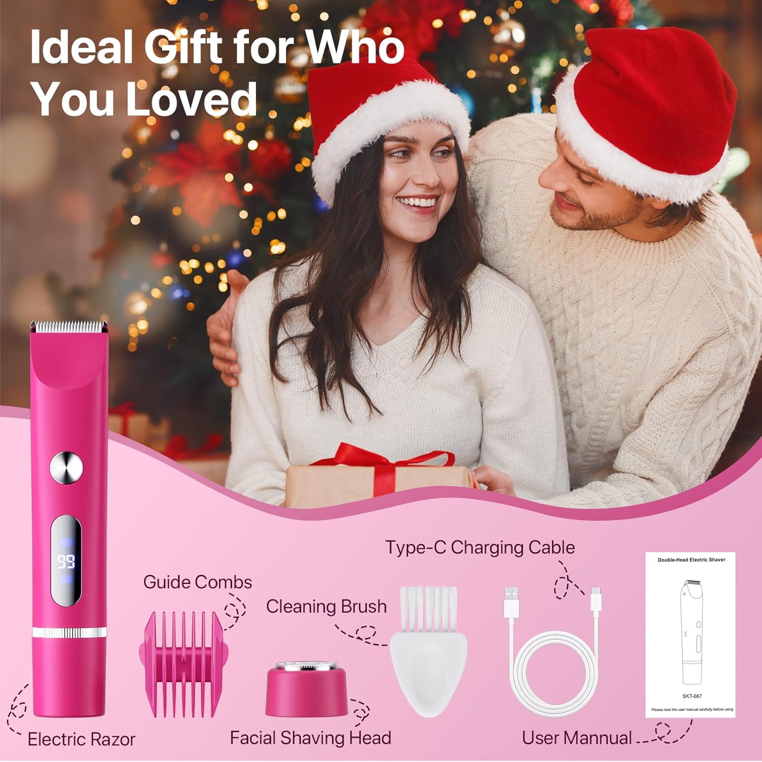 Bikini Trimmer for Women, Painless Electric Razor Remover for Leg, Body, Armpit & Facial Hair, Rechargeable Cordless IPX7 Waterproof Shaver with Ceramic Blade, Easy Cleaning, USB Charging, Pink - Image 7