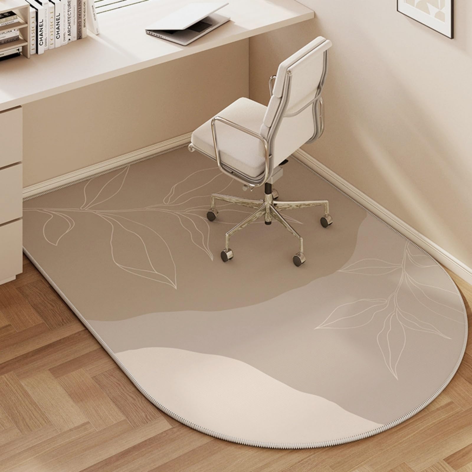 Odot Office Chair Mat for Carpeted and Hardwood Floor Protector, Modern Non-Slip Computer Gaming Rolling Chair Desk Mat Protection Carpet for Wooden Floors (Leaf,120x160cm)