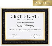 Vista 2 de Great Papers! Certificado de lámina dorada en relieve con marco negro para reconocimiento, logros y apreciación, compatible con láser y inyección