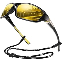 Polarized Sports Sunglasses for Men, Wrap Around Mens Sunglasses UV Protection, Cycling Fishing Driving Running Sun Glasses, Black Frame/Night Vision