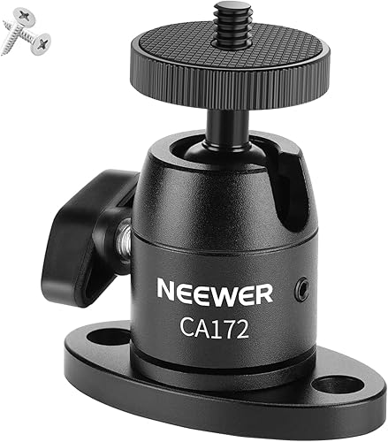 Miniatura 8 de NEEWER Mini cabezal de bola con zapata fría y tornillo de 1/4 de pulgada, paquete de 2, 360° giratorio de 90° con inclinación de 90°, adaptador