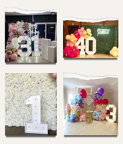 Miniatura 8 de LANGXUN 40inch White Large Led Light Up Number 1 for 1st 21st Birthday Party Decor, with Hot Glue Gun, Number 1 Balloon Marquee Numbers for
