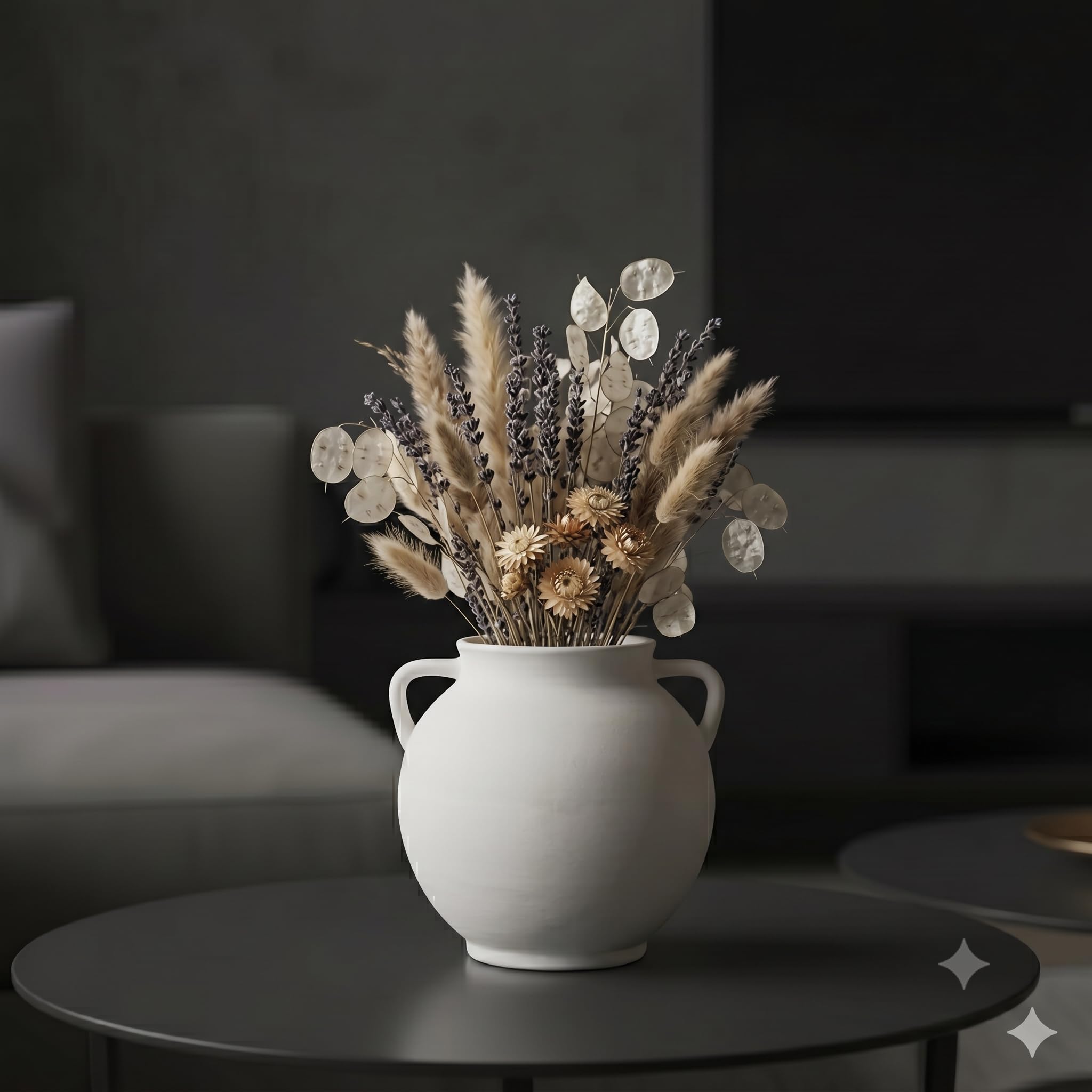 PUREZENTO Kumbha Vintage Matte Ceramic Vase - 11 Inches (White) | Handcrafted Rustic Pot Design Vase with Handles | Decorative Flower Vase for Home Decor, Living Room, Entryway, Dining Table & Shelf-picture-32