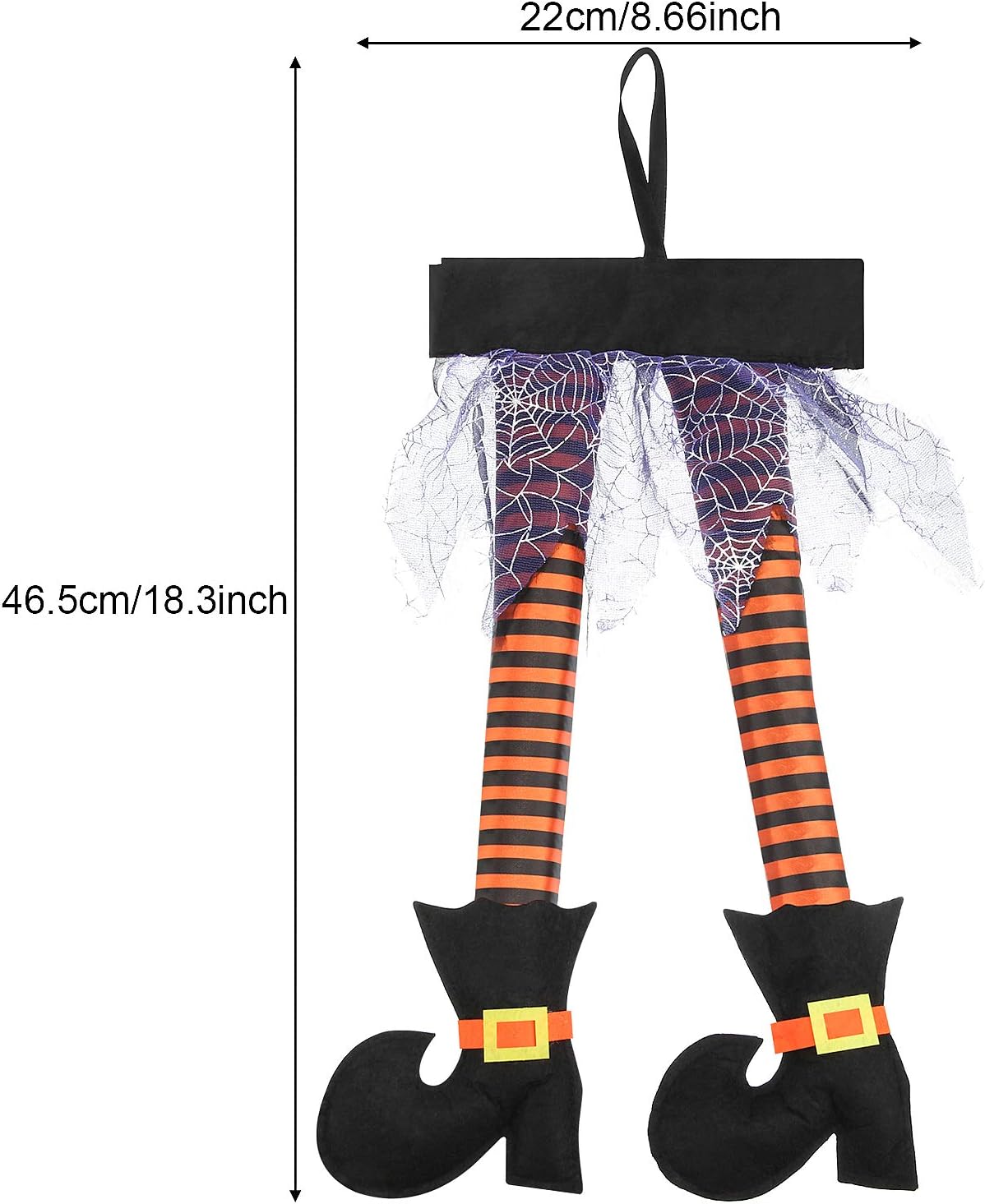 meekoo 1 Pcs Halloween Witch's Legs for Wreath Plush Stuffed Witch Legs with Shoes Sticking out of Window Door Car Auto Trunk Outdoor Wicked Novelty Hanging Car Trunk Yard Decor (Orange) - Image 4