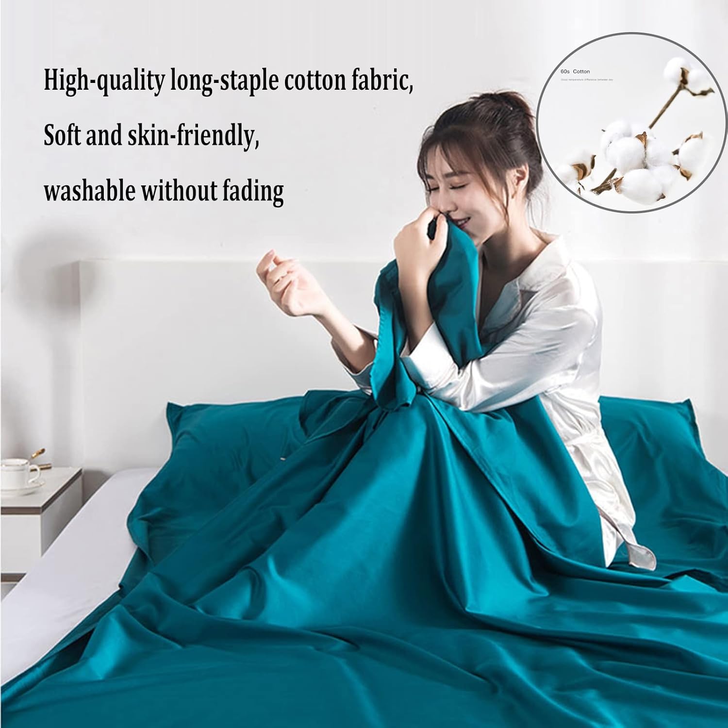 Sleeping Bag Liners Ultralight Compact Sleeping Bag Liner, Comfortable Cotton Sleeping Bag Sheet Suitable for Adult Camping Travel Hotel Bedding, for Four Seasons (Color : Grey, Size : 200x210cm)