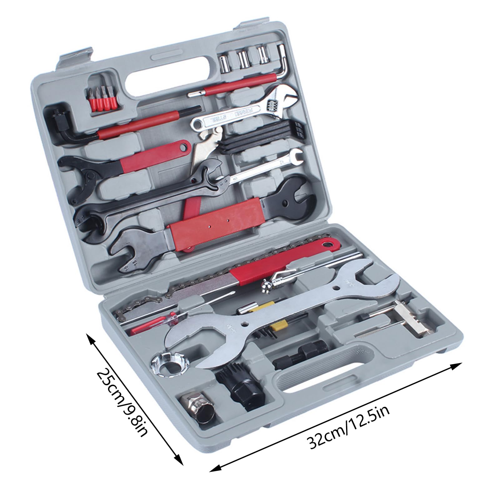 44-teiliges Fahrrad Werkzeugkoffer, Fahrradwerkzeug Reparaturset, Multifunktionswerkzeug Set Fahrradwerkzeugset mit Tragekoffer für Fahrrad Montagearbeiten und Reparaturen, bike tool kit