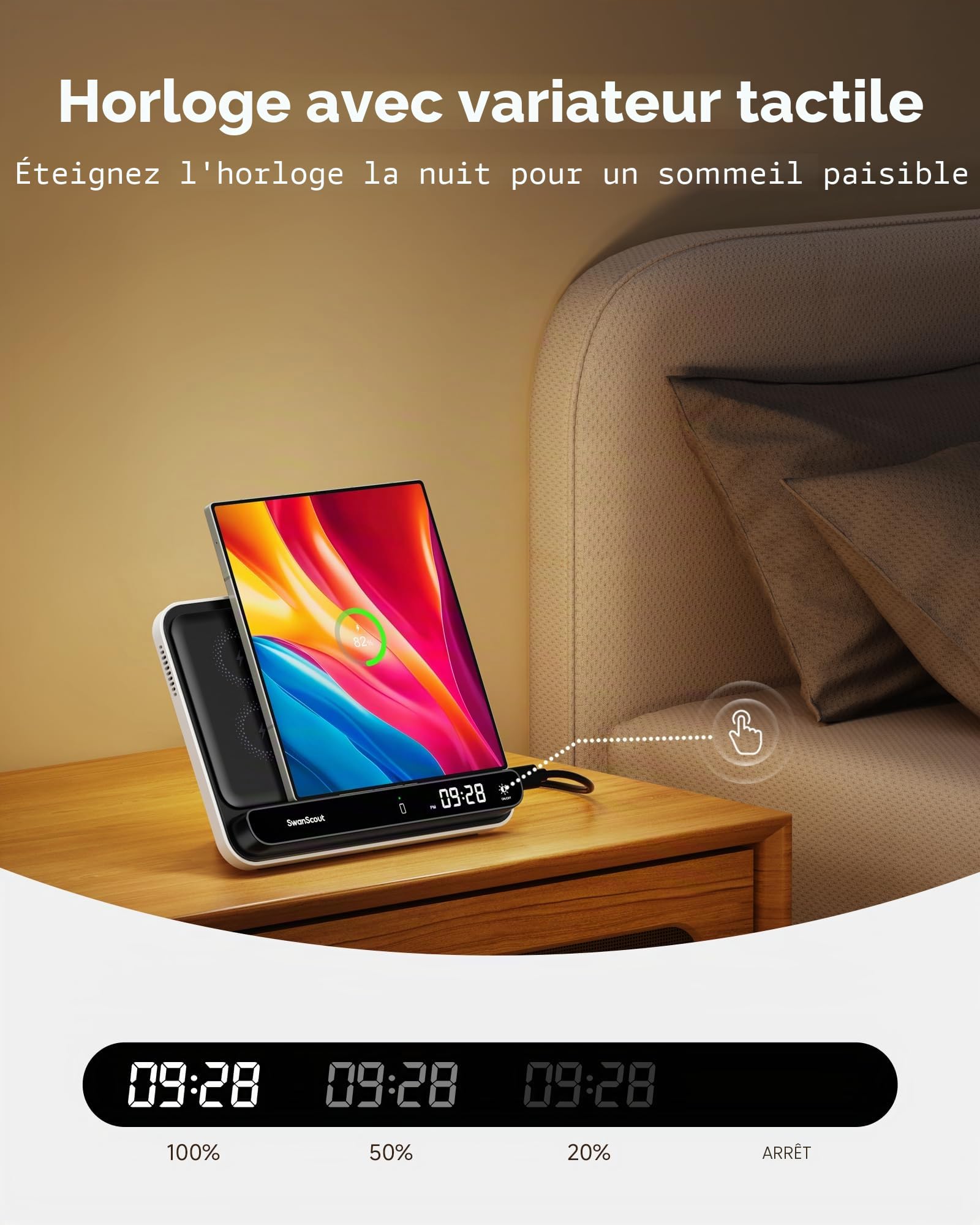 Chargeur Induction pour Samsung Z Fold 8 Ultra/7/6/5/4 (Not for Z Fold 8) | Station de Charge pour Galaxy Z Fold 6/5/4/3/2/1, Pixel 9 Pro Fold/Pixel Fold, Galaxy Buds, SwanScout 504F