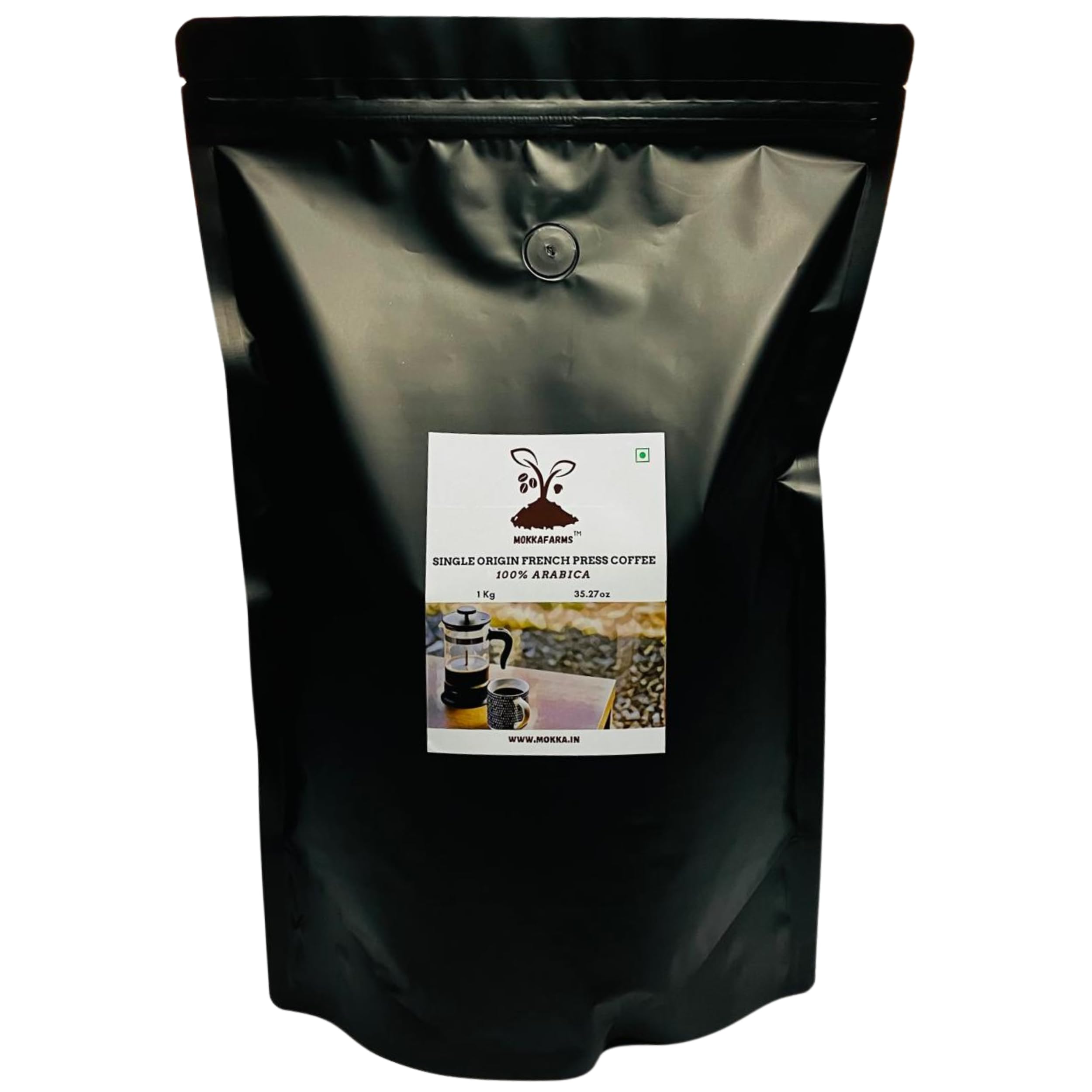 MokkaFarms Single Origin 100% Arabica Coffee - Ground French Press 1 Kg | Medium-Dark Roast, Fresh | Plantation A/AA Beans | Rich, Flavour, Aroma | Farm to Fork | One-way Valve Zip-lock Bag/Pouch | (B0D1K7BV8N) Amazon Price History, Amazon Price Tracker