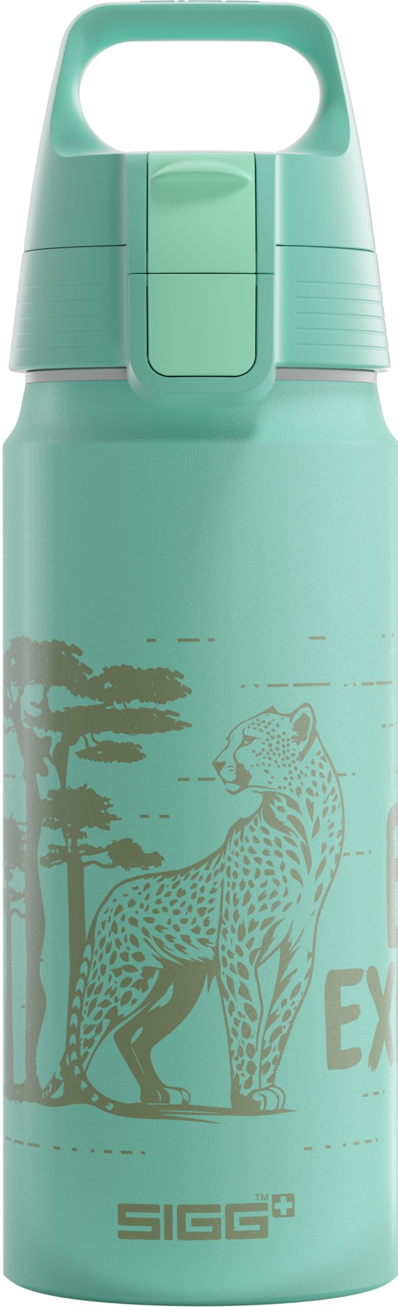 Sigg - Alu Trinkflasche Kinder - WMB ONE Brave Cheetah - Für Kohlensäurehaltige Getränke Geeignet - Auslaufsicher - BPA-frei - Klimaneutral Zertifiziert - Sport & Schule - Hellblau - 0,6L