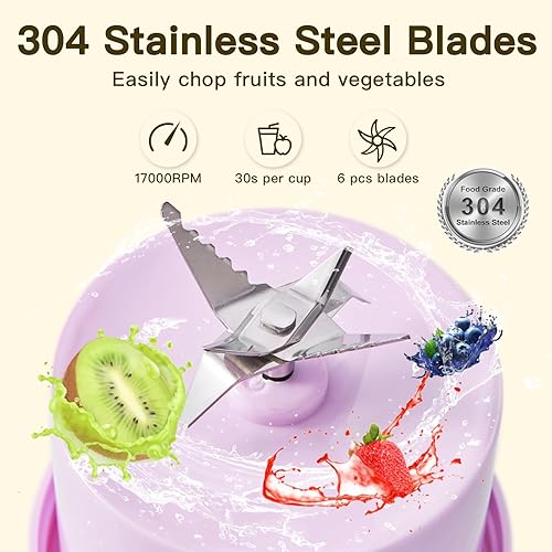 Miniatura 3 de Licuadora de batido de tamaño personal Exprimidor de 17 oz de gran capacidad USB-C recargable (verde oscuro)