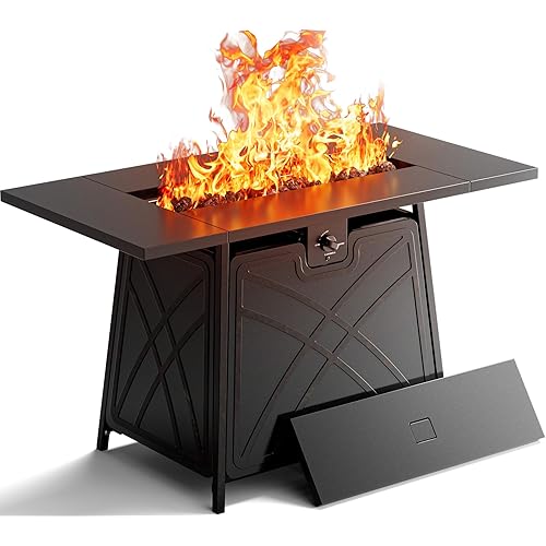 BALI OUTDOORS Propane Fire Pit Patio Outdoor Fire Pit Table Large Firepits for Outside Black