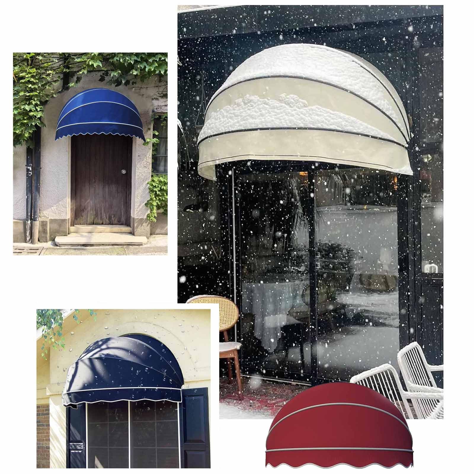 Genérico Toldo retráctil de Lona para Balcones franceses - Toldo arqueado para Ventana, Sombra de cúpula de 60 cm para Patio, Porche y Chalet - Protección y decoración Elegante para Exteriores