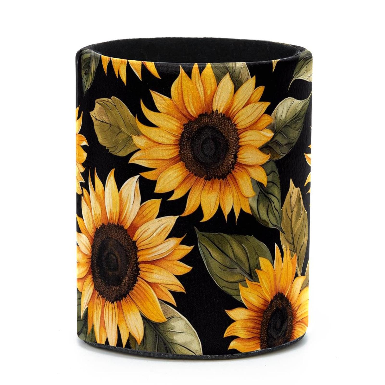 VAPOKF Round Pencil Holders for Desk, Sunflower Pen Holders Pen Pot Makeup Brushes Storage Desktop Stationery Supplies Organiser for Home Office