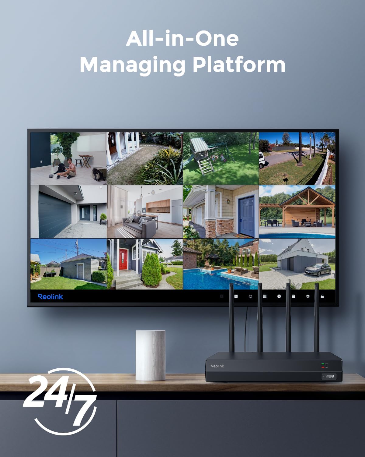 REOLINK 4K 16CH WiFi NVR with Wi-Fi 6 and 2.4/5 GHz Dual-Band WiFi, Built-in 2TB HDD, Support 16MP/12MP/8MP/5MP/4MP Reolink Cameras, 24/7 Recording Home Security Camera System, Not PoE Ports, RLN12W - Image 6