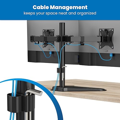 Miniatura 8 de Mount-It! Soporte de monitor doble para escritorio, brazo de montaje de monitor doble para 2 pantallas de hasta 32 pulgadas cada una y 19.8 libras,