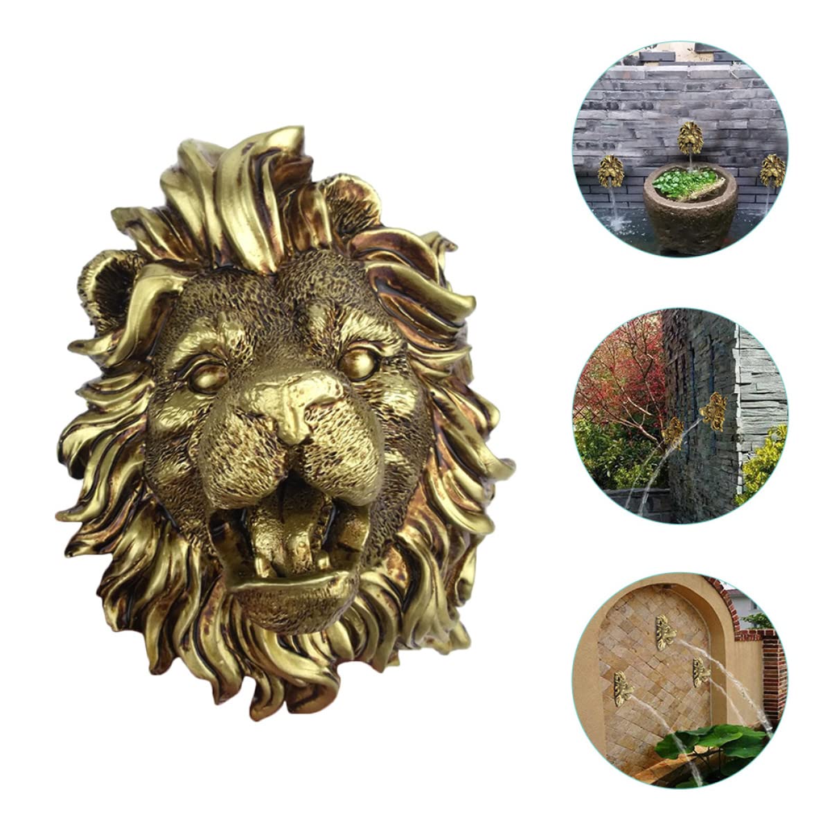 Housoutil Fuente De De Pared Caño De Fuente Rociador De Piscina De Pared Característica del Estanque De Decoración De Animales Cascadas Resina Natural Lavabo Jarra