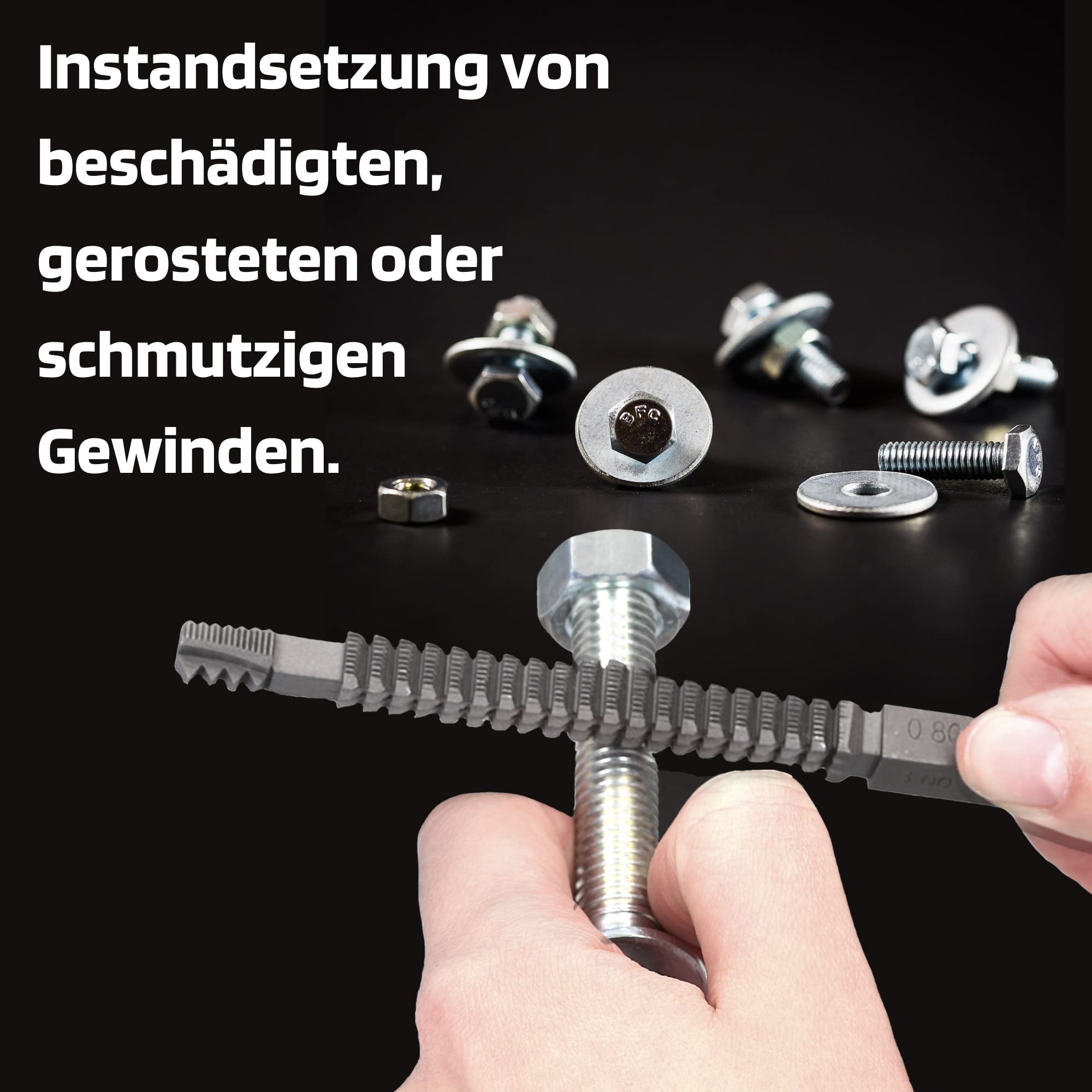 SW-Stahl 81680L Gewindefeile metrisch/für Gewinde-Steigungen von 0,8 bis 3,0 / für Innen- und Außengewinde/Gewindereparatur/KFZ-Feile/Werkstattbedarf