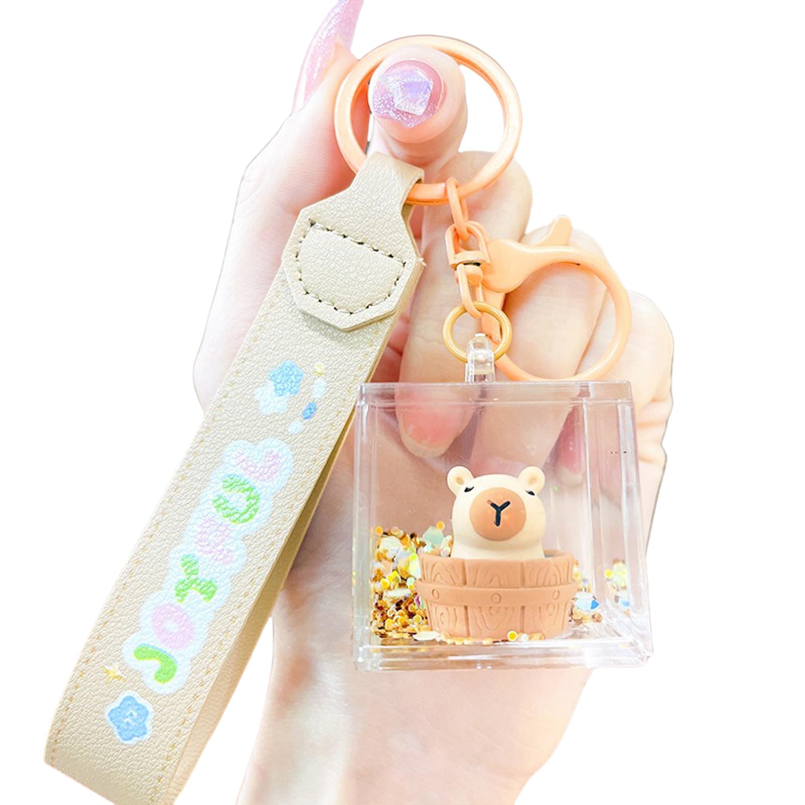 Cute Keychain Animal Liquid Floating Kawaii Keychains Backpack Pendant Charm Wristlet Key Ring for Girl Women