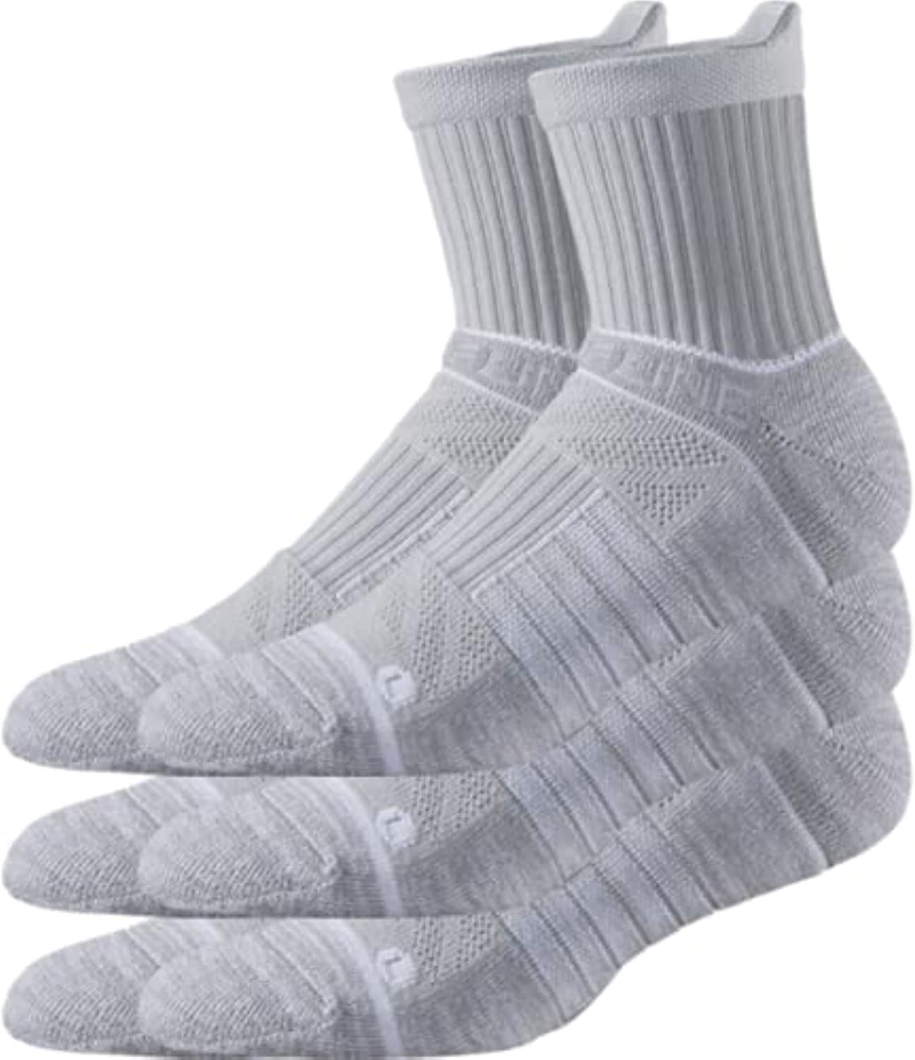 Basic Crew Socks 3-Pack for Men & Women – Quad-Ply Arch Support, Cushioned Compression Fit, Moisture-Wicking Odor Resistant