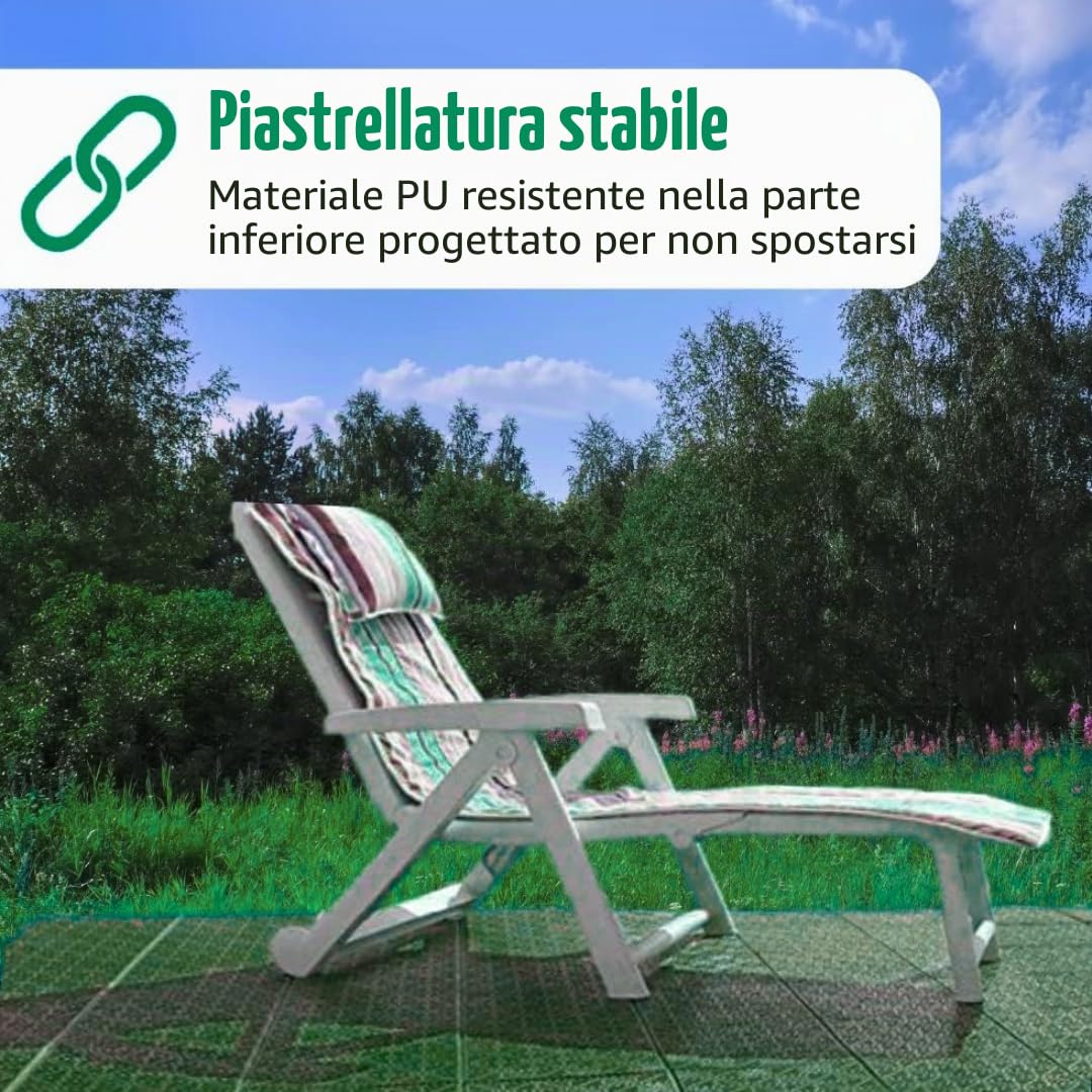 Garden Mile Piastrelle ad incastro per pavimentazione da giardino, per esterni, resistenti, tappetini da gioco per patio, piastrelle antiscivolo, griglie per corsie di accesso, tavole per