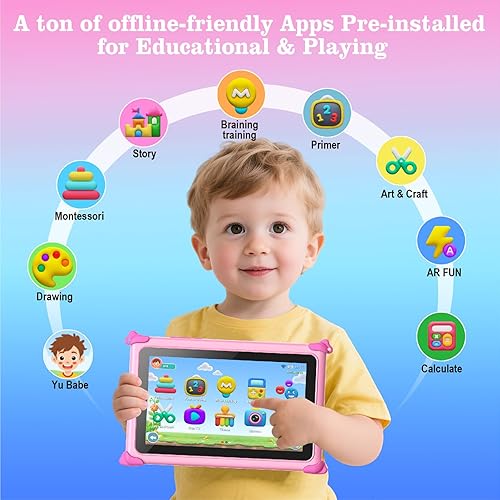 Miniatura 2 de Trayoo Tableta infantil de 7 pulgadas para niños con ROM de 32 GB, funda a prueba de golpes, aplicaciones educativas preinstaladas, control