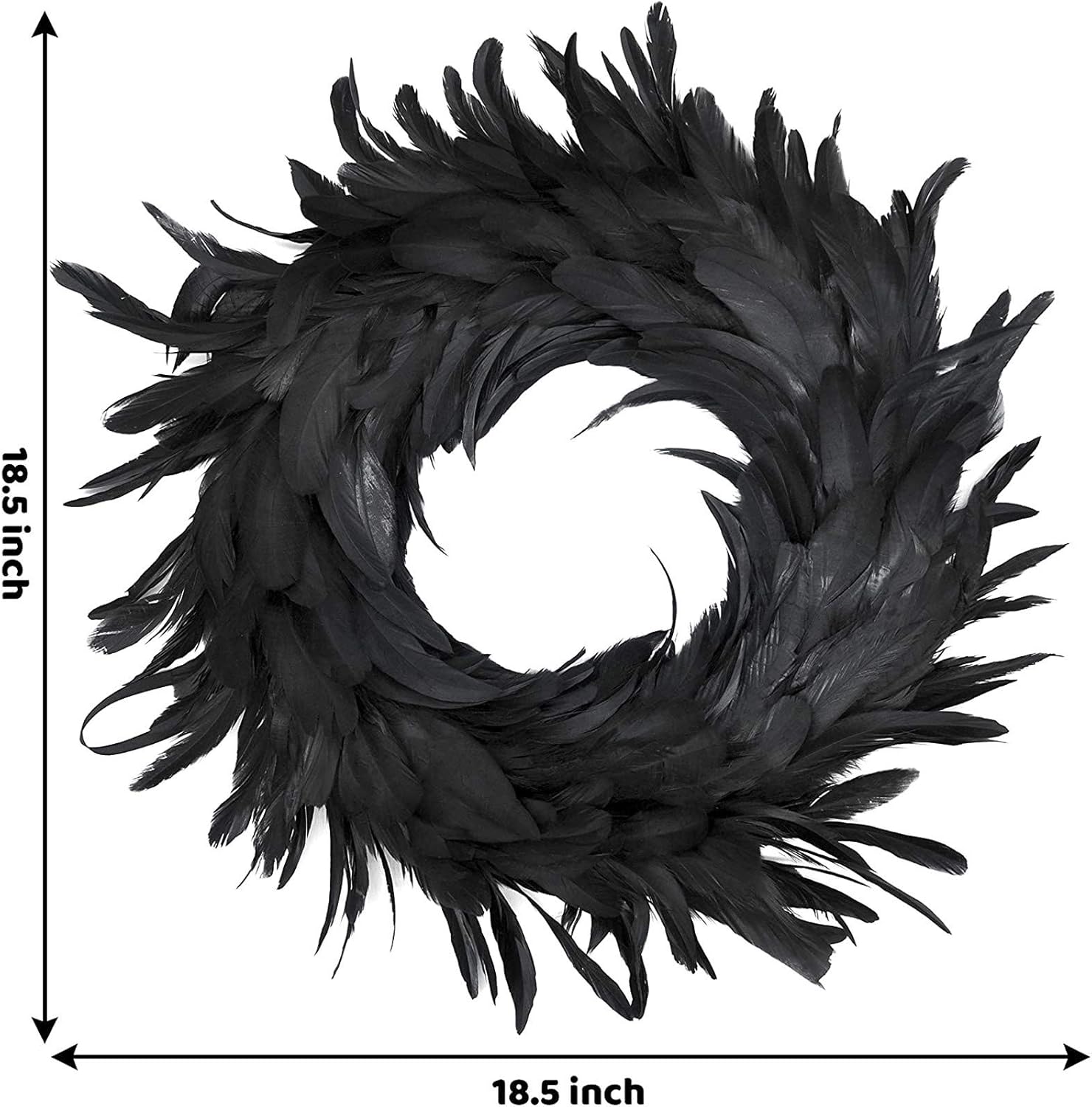 2024 ブラックフェザーリース - 12インチ ハロウィンリース 玄関ドア用 ゴシック ハロウィーン ドアデコレーション 壁 窓