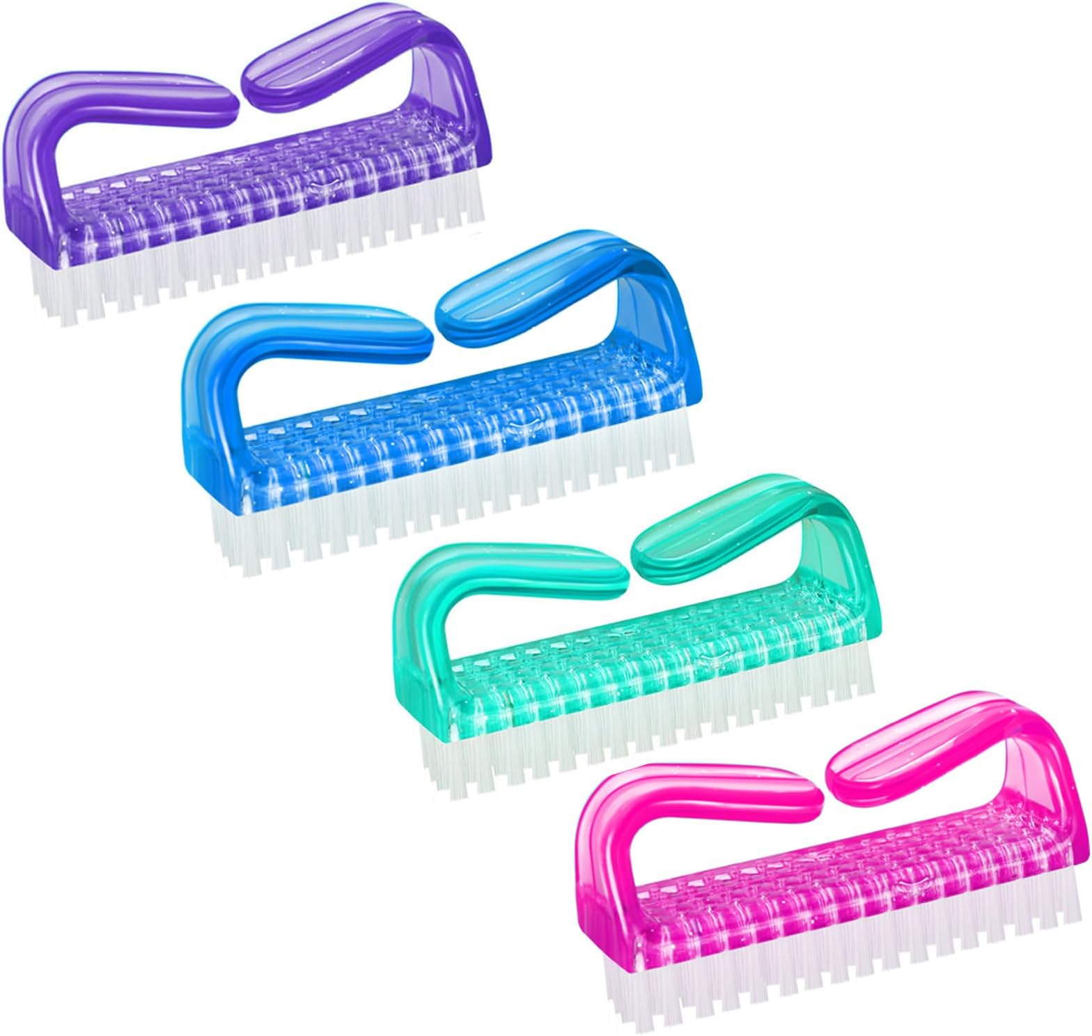 Handle Grip Nail Brush, 4Pcs Hand Fingernail Cleaning Brush Kit for Nail, Toes, Shower,Garden,Pet, for kids & Women & Men
