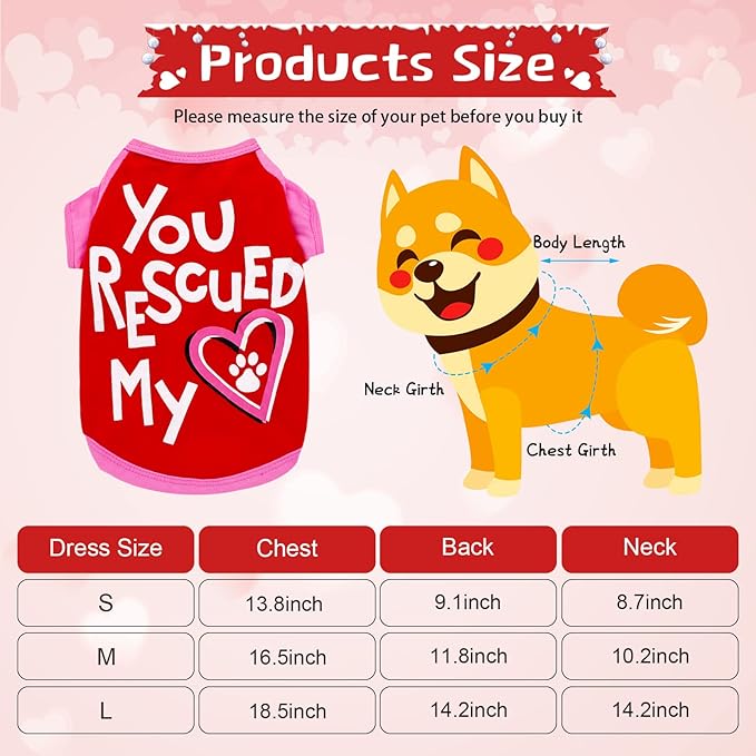 Weewooday 5 Camisetas para Perro Pequeño - Corazón y Labios - Talla Large miniatura 2