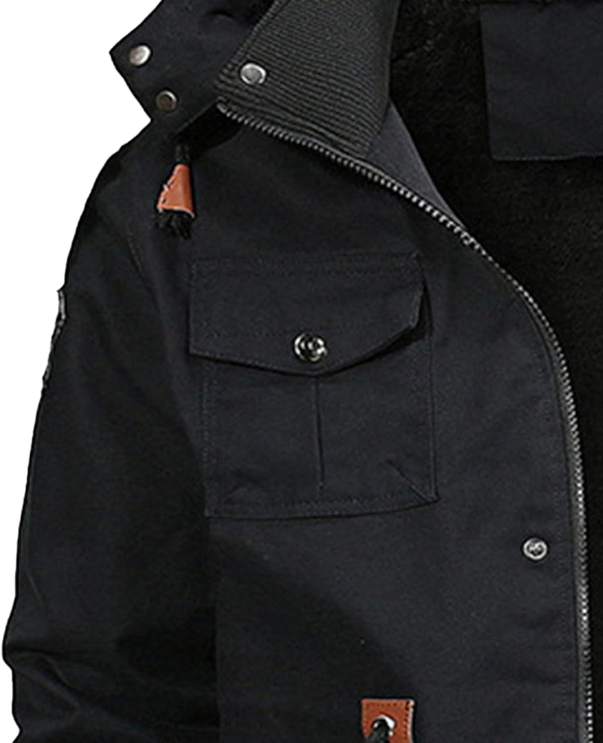 Men's Winter Parka Military Jacket Fleece Lined Winter Jacket with Multi Pockets Cotton Cargo Jacket with Hood
