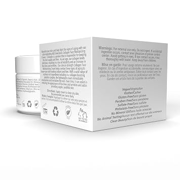 Collagen Facial Cream, Face Moisturizer Cream for Dry Skin Vegan Anti Aging Creme d' hydratation faciale au collagene, Collagen Face Cream, 2 fl oz