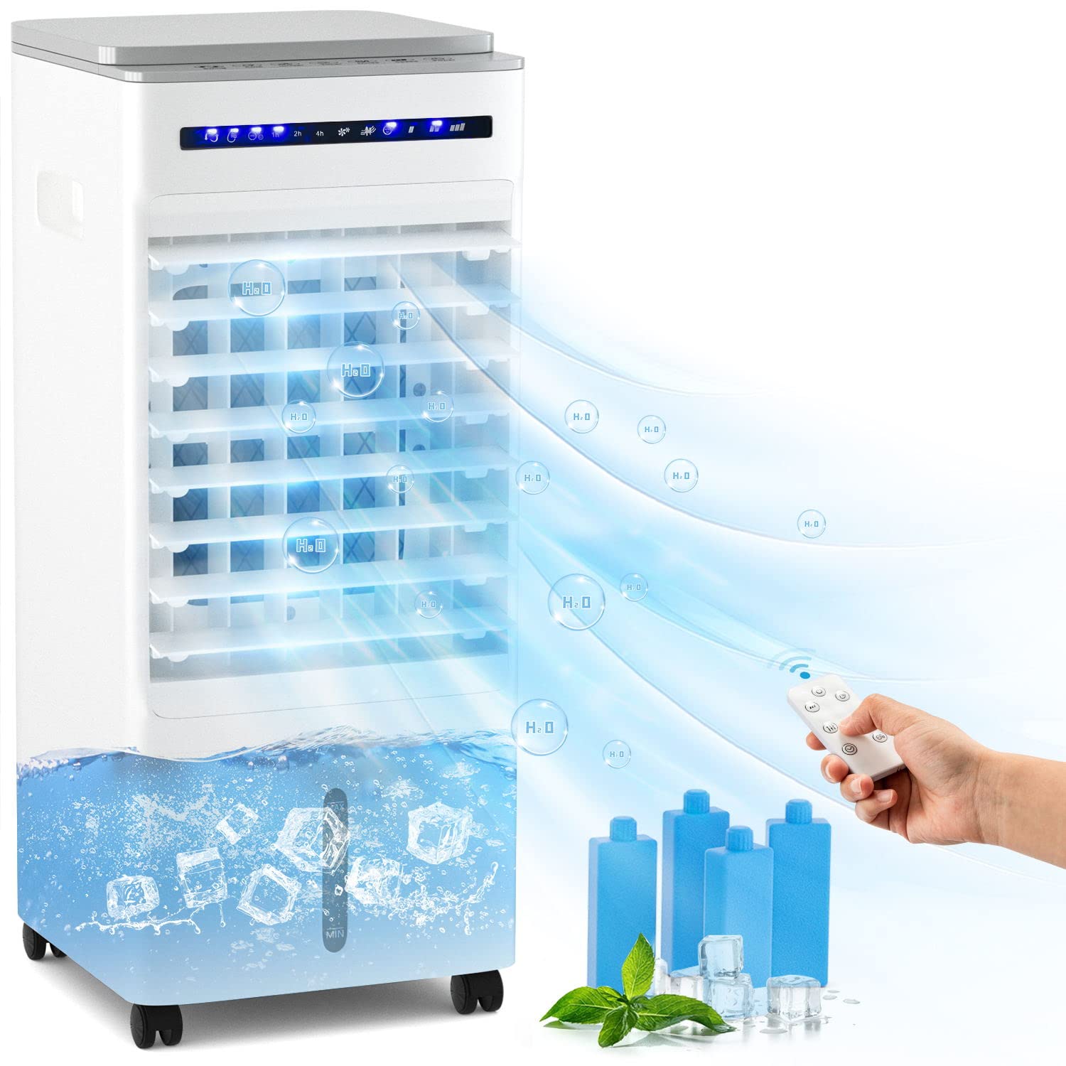 ARLIME Evaporative Air Cooler, 3-in-1 Portable AC with Fan & Humidifier w/Remote, 7H Timer, 3 Wind Speeds, 3 Modes, Room Air Conditioner, Quiet Swamp