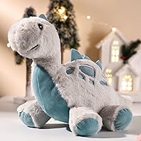 Vista 6 de TCBunny Juguete de peluche de dinosaurio bebé para dormir, 15 pulgadas, Stephan (Estegosaurio-gris)