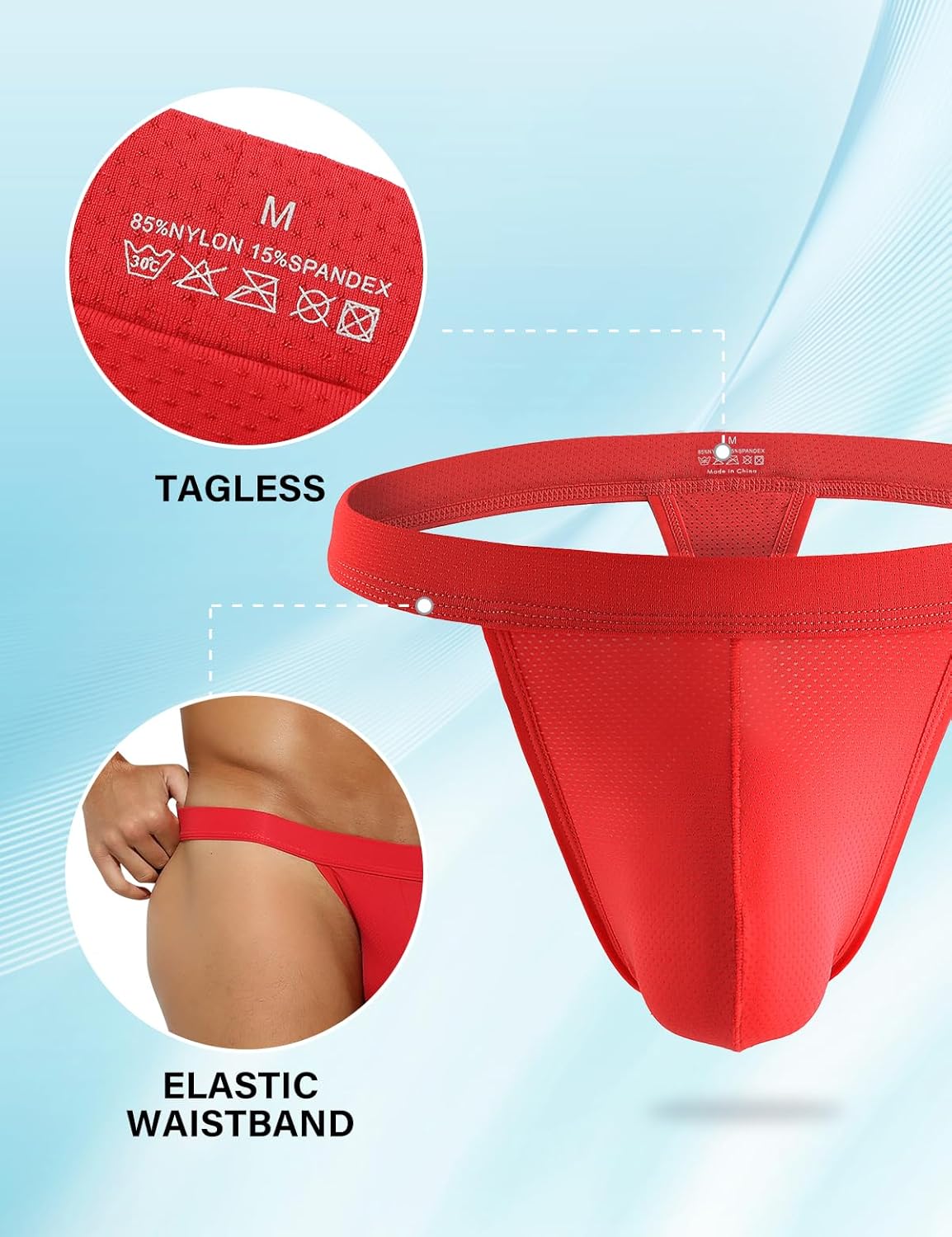 Arjen Kroos Men's Thongs Mesh Underwear Seamless Jock Straps G-strings Low Rise String Underpants - Image 6