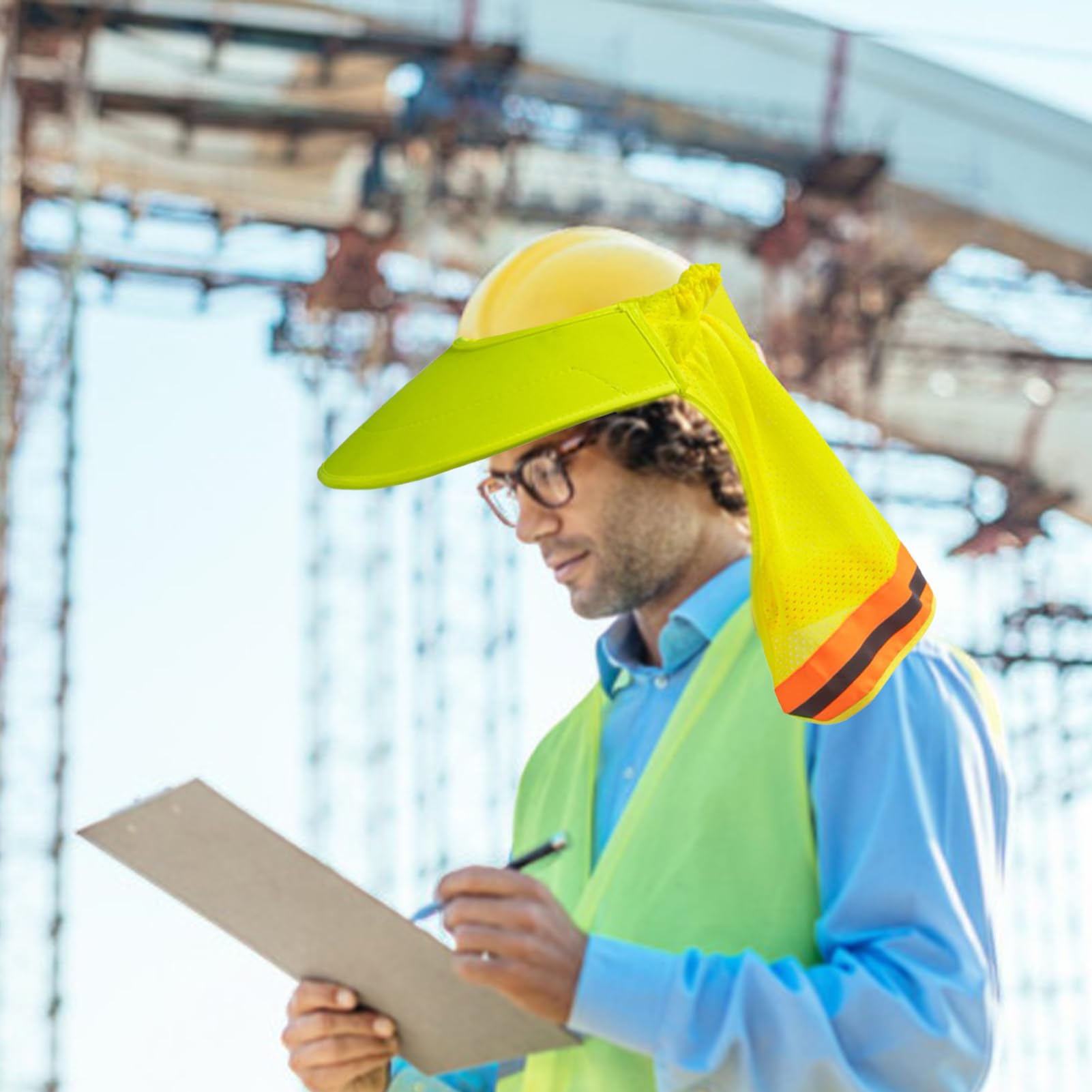 Visera Solar para Casco de Seguridad,Visera Protectora Transpirable para Casco | Protección UV Ajuste De Tensión Protección Laboral En Obras