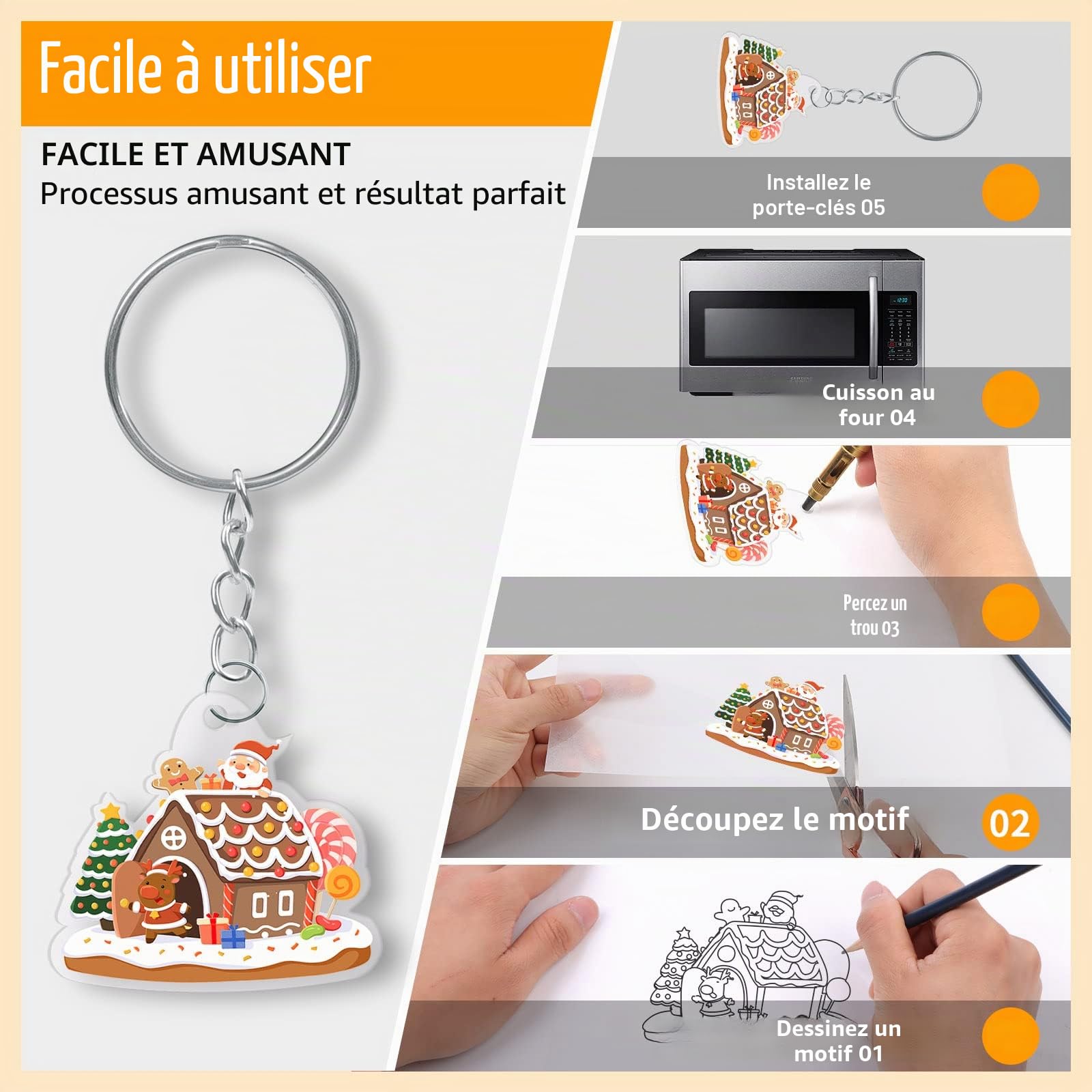 WOOWAIR Plastique Fou - 225 Pièces Shrink Film Set, Incluant 25 Plastique Fou A4 - Translucides - 200 Accessoires de Porte-clés, 0,3 mm Magique Kit pour les Bricolages, 20 * 29 cm