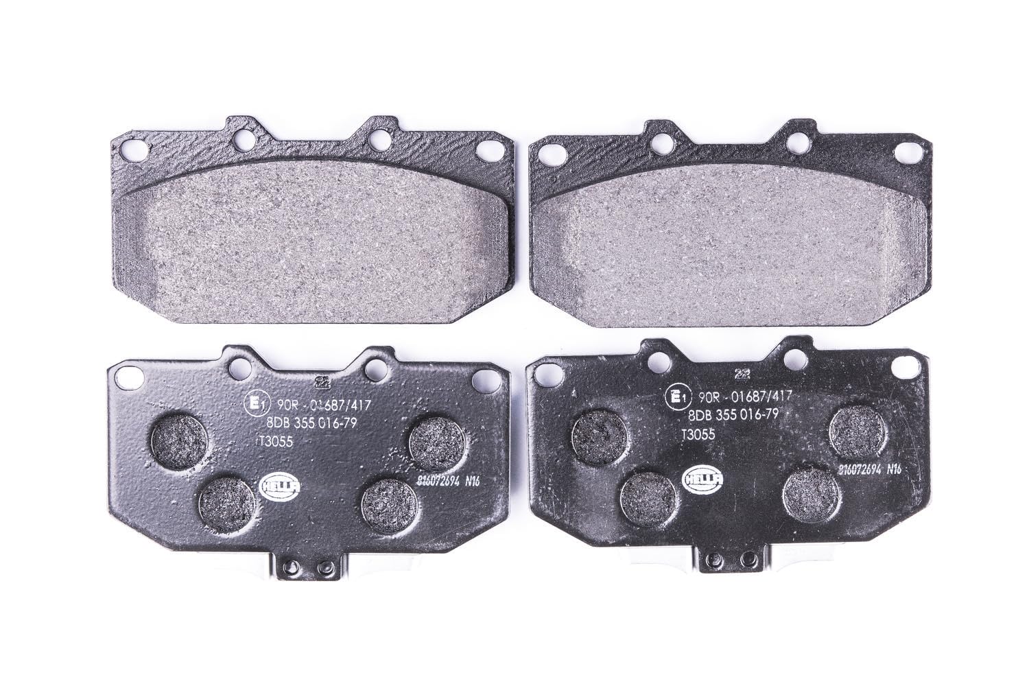 HELLA 8DB 355 016-791 Brake pad set - with acoustic wear warning - T3055 - for e.g. NISSAN / SUBARU