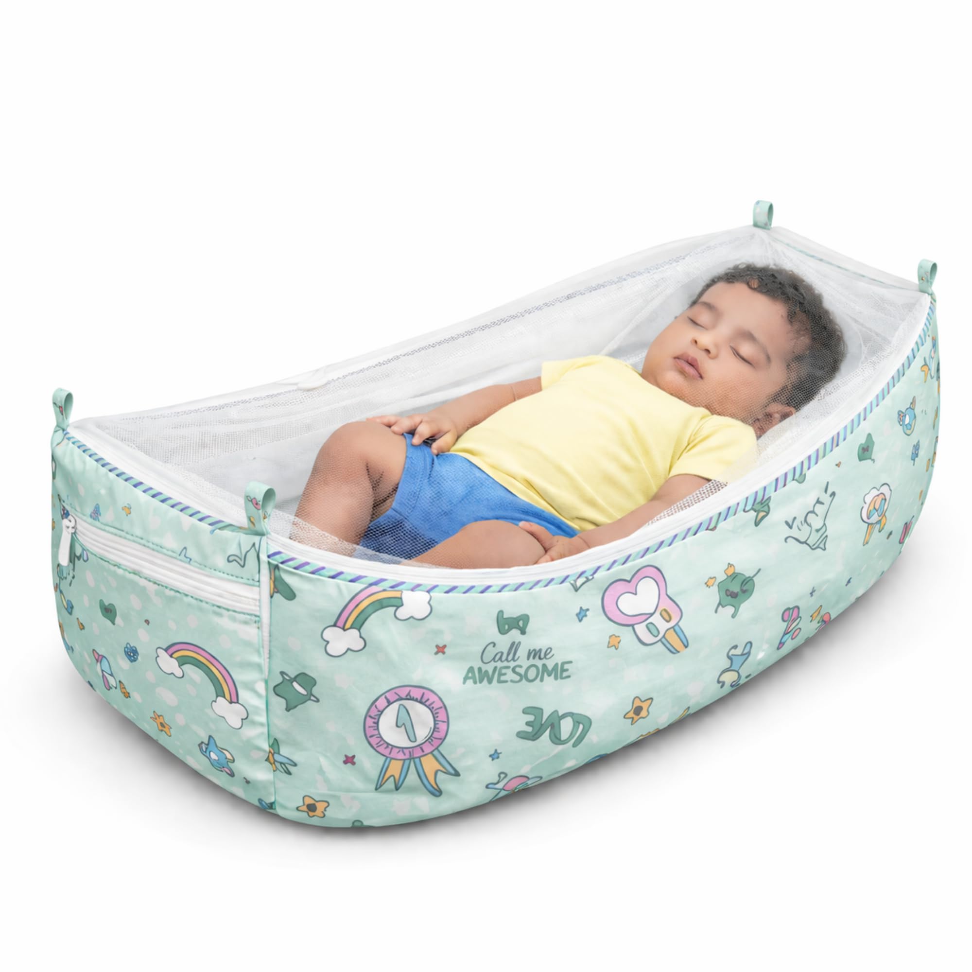 Zepomart Baby Cradle Khoya Cloth with Side Storage Pockets | Soft Cotton Jhula Palna Fabric for Newborn (0–3 Years) | Breathable Hammock with Mosquito Net & Zipper | Washable Baby Swing (Up to 15 kg)-image-28