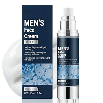 6-in-1 Daily Face Cream for Men | Anti-Aging Moisturizer with Hyaluronic Acid, Collagen & Shea Butter | Helps Reduce Look of Wrinkles, Puffiness & Dark Circles | Non-Greasy, Fast-Absorbing, 1.7 fl oz