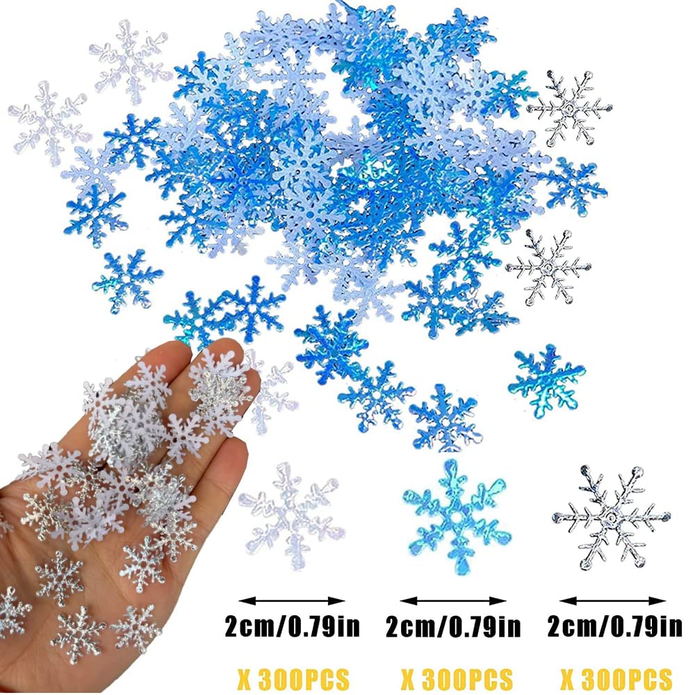 Yufana Kunststoff Schneeflocken Konfetti – 900 Stück Deko Für Weihnachten & Winterpartys