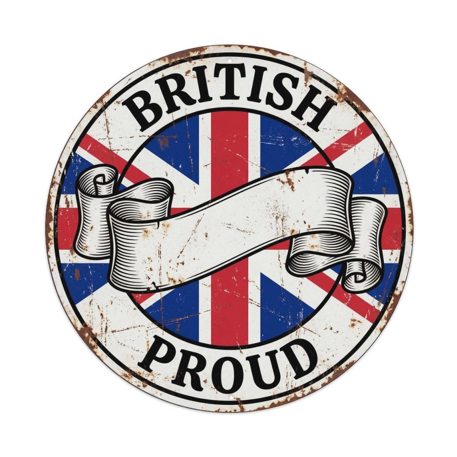 British Proud Scroll Writing Art Heritage Emblem Metal Tin Sign